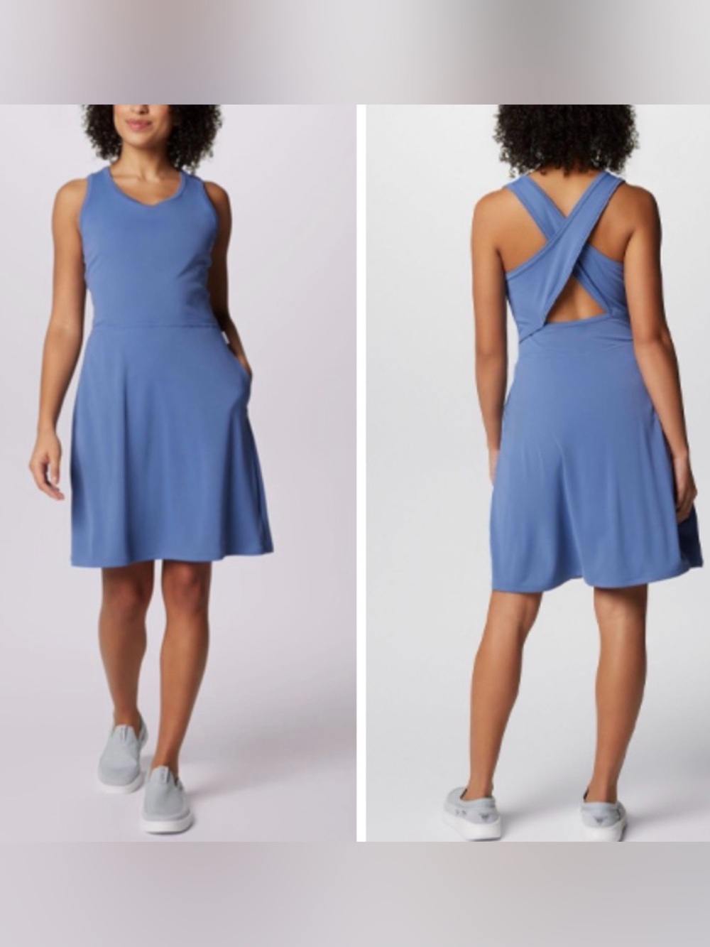 NWT Womens Columbia PFG Bluebell Tidal Athletic Activewear Cross Back Dress Med